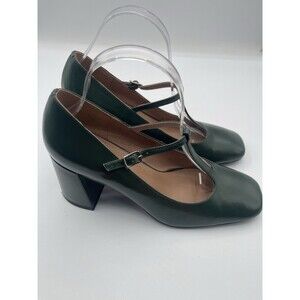 Anthropologie Bibi Lou Edda Heels Pumps Shoe Green Preppy Retro Size 39 New